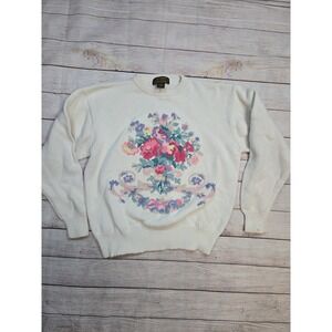 Eddie Bauer Vintage Knit Sweater Floral Cotton Multicolor Women's Size Large